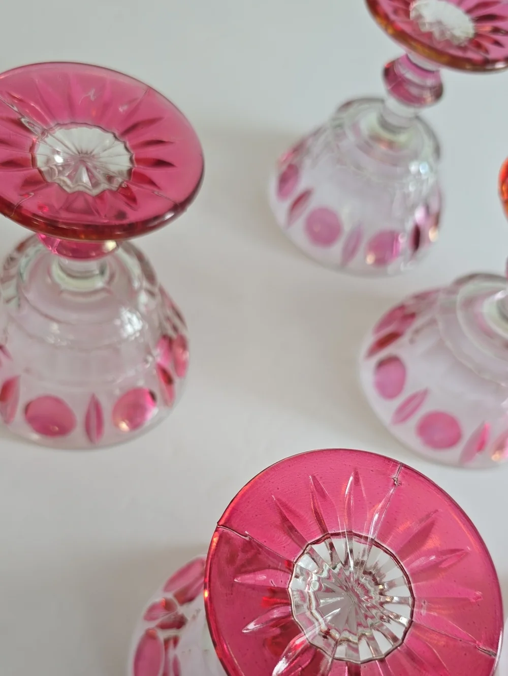 Vintage Indiana Glass Colony Set Of 6 Classique Ruby Flashed Wine Glasses 4 1/4